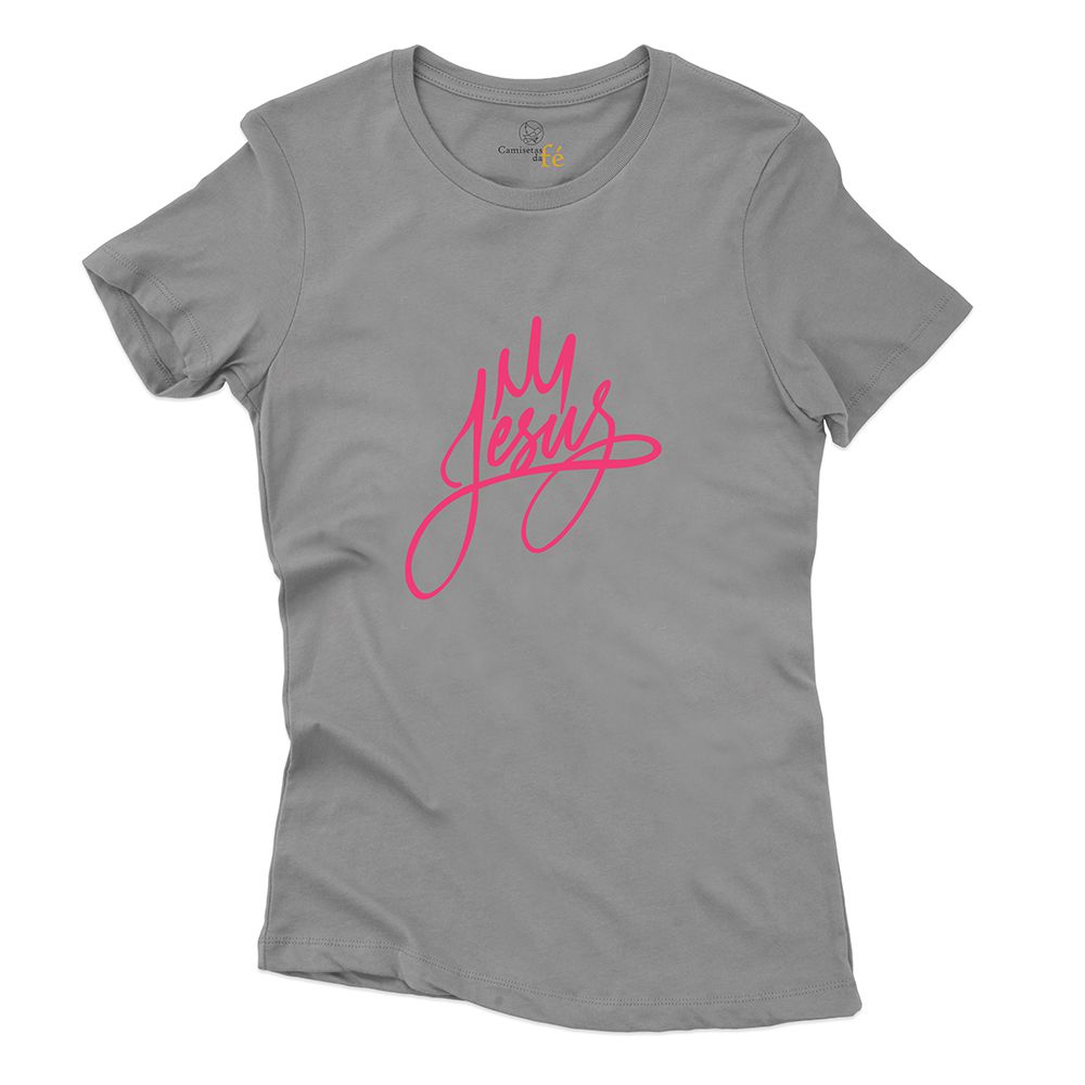 Baby Look Cinza - Jesus - CAMISETAS DA FÉ