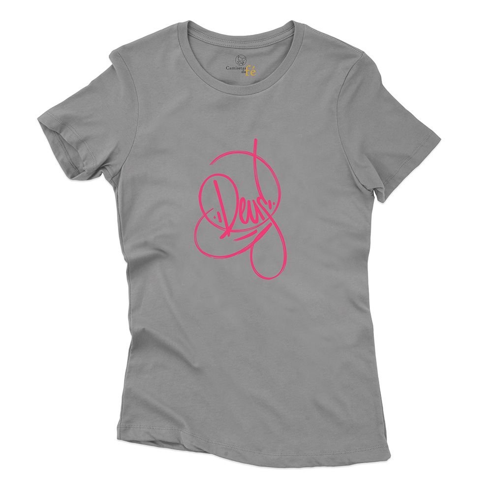 Baby Look Cinza - Deus. - CAMISETAS DA FÉ