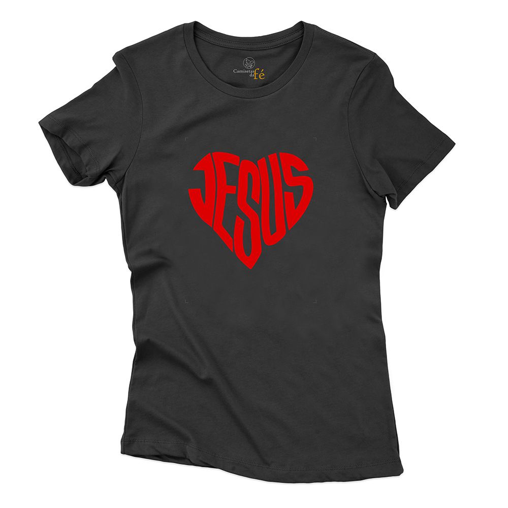 Baby Look Preta Jesus - CAMISETAS DA FÉ