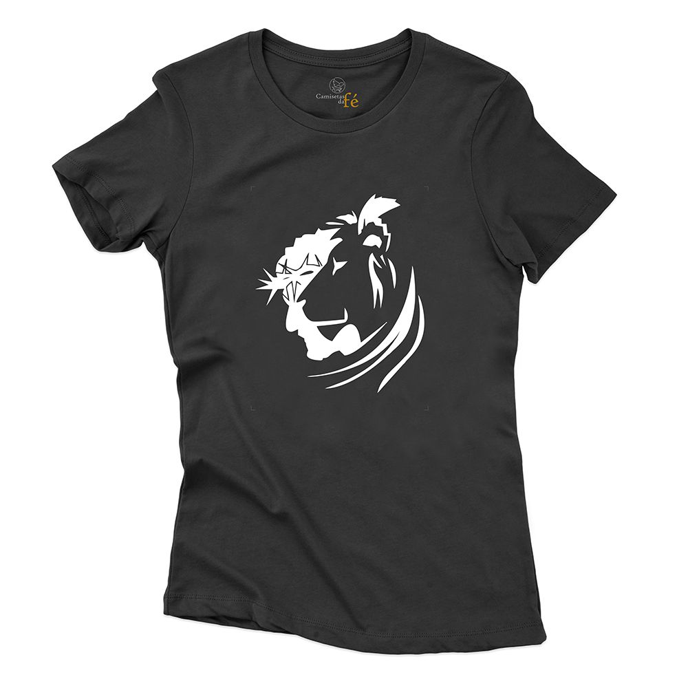 Baby Look Preta Jesus Cristo Leão. - CAMISETAS DA FÉ