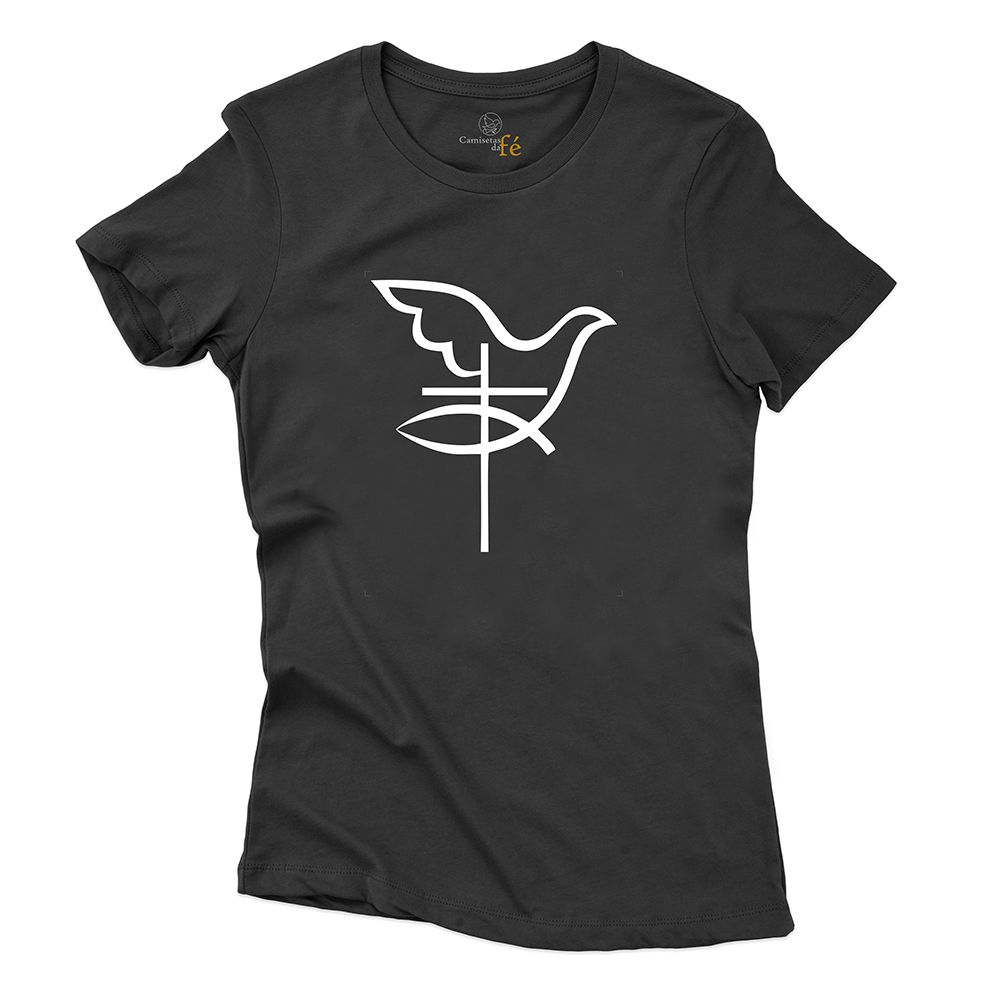 Baby Look Preta Cruz Espirito Santo - CAMISETAS DA FÉ