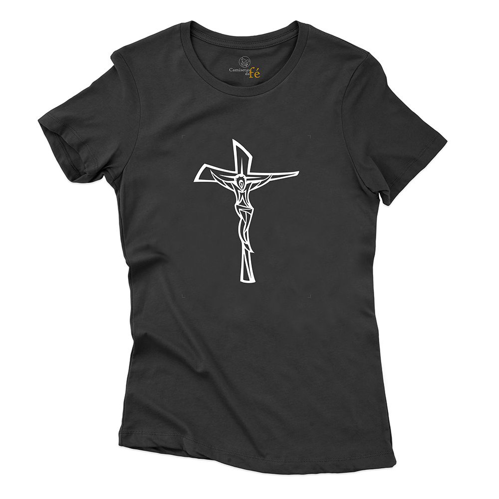 Camisetas Baby Look Preta Crucifixo. - CAMISETAS DA FÉ