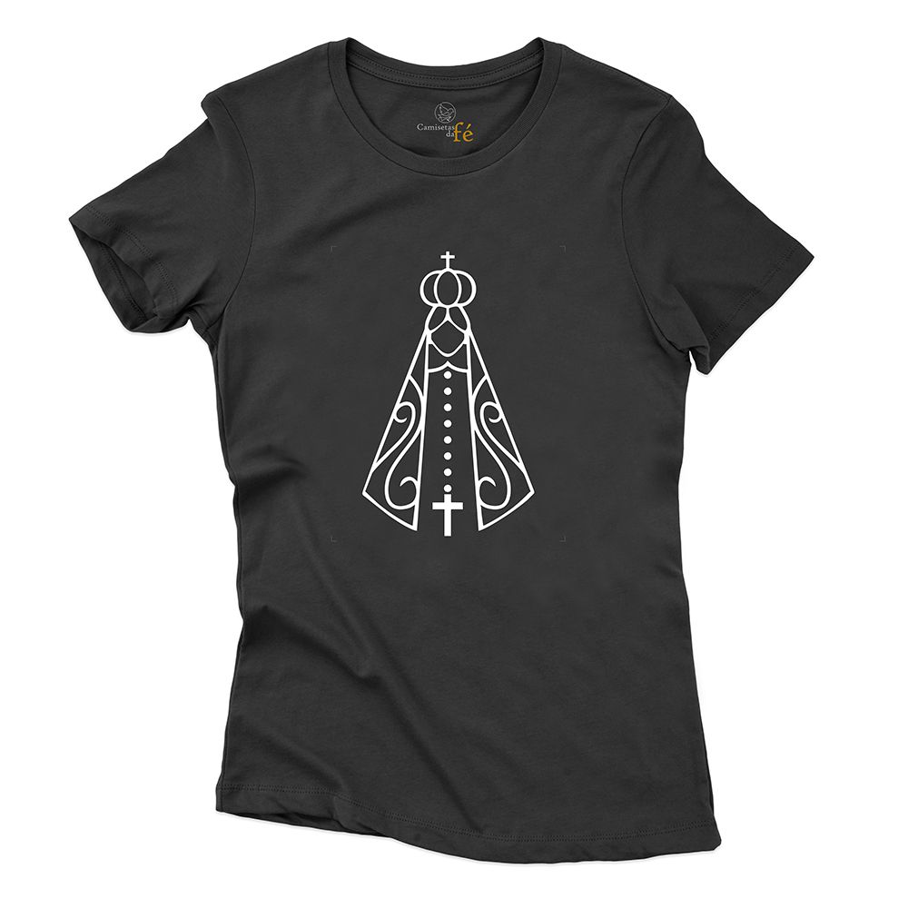 Camiseta Baby Look Preta Nossa Senhora. - CAMISETAS DA FÉ