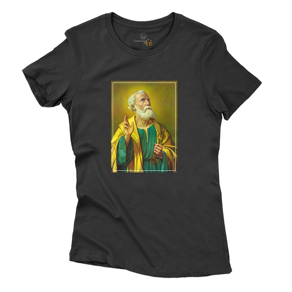 Baby Look Preta São Pedro. - CAMISETAS DA FÉ