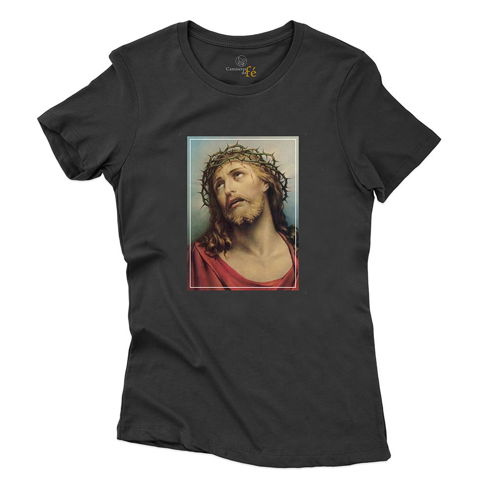 Baby Look Preta Jesus Cristo. - CAMISETAS DA FÉ