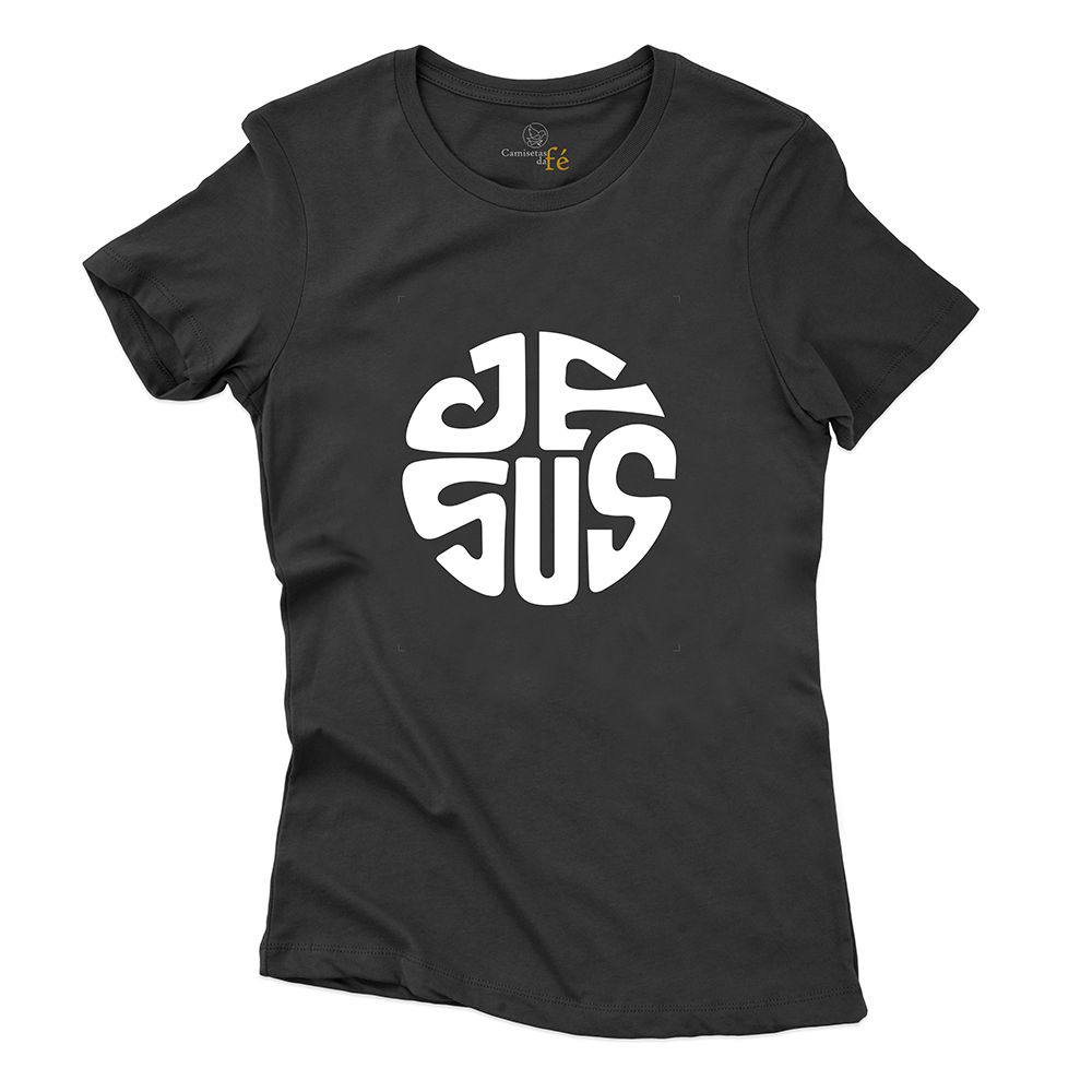 Baby Look Preta Jesus. - CAMISETAS DA FÉ