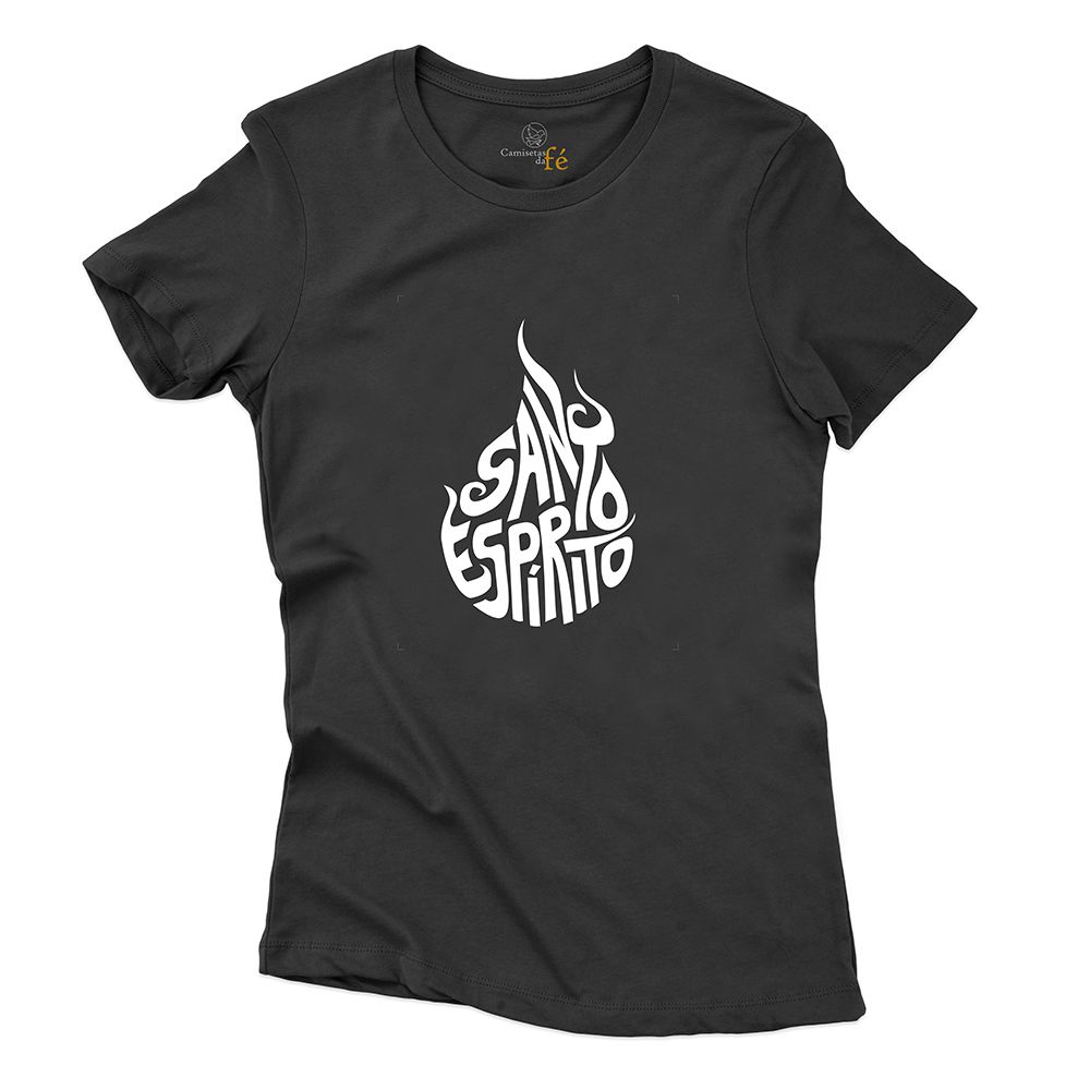 Baby Look Preta Santo Espirito. - CAMISETAS DA FÉ