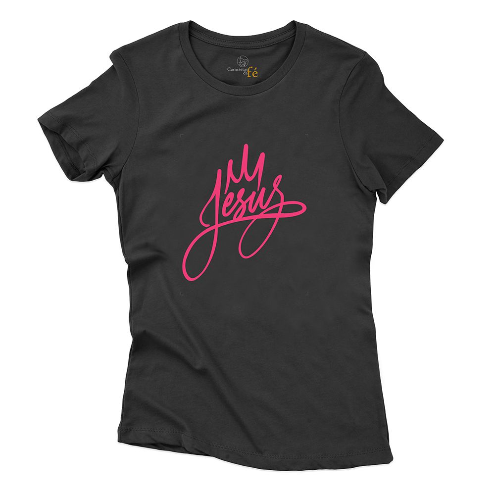 Baby Look Preta Jesus. - CAMISETAS DA FÉ