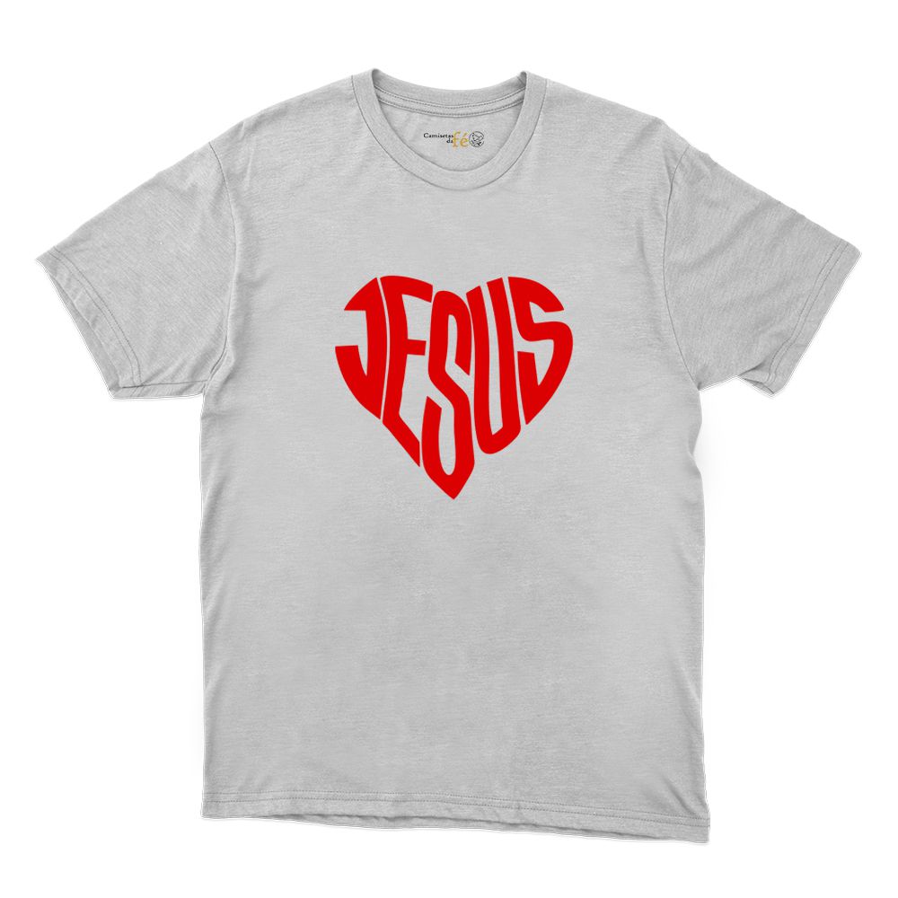 Camiseta Branca - Jesus Coração. - CAMISETAS DA FÉ