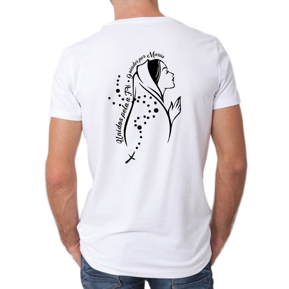 Guiados Por Maria - Camiseta Branca - CAMISETAS DA FÉ
