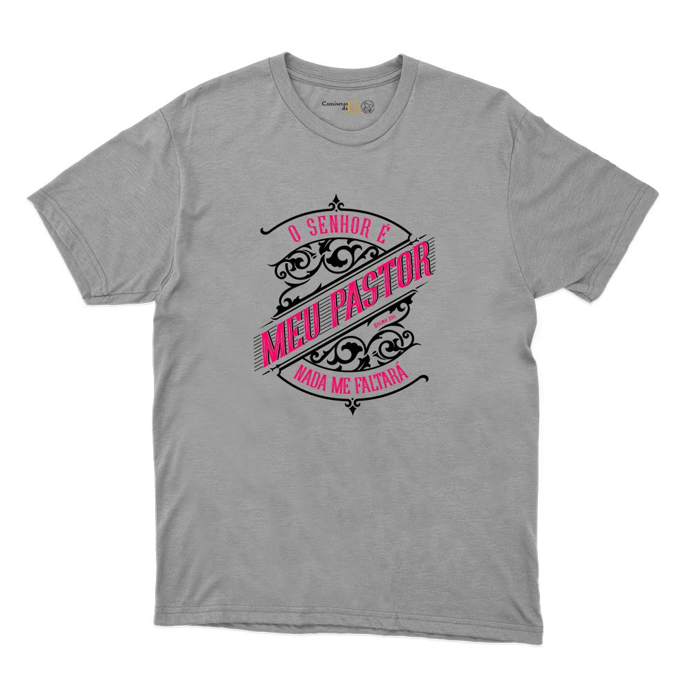 Camiseta Cinza - O Senhor É Meu Pastor. - CAMISETAS DA FÉ