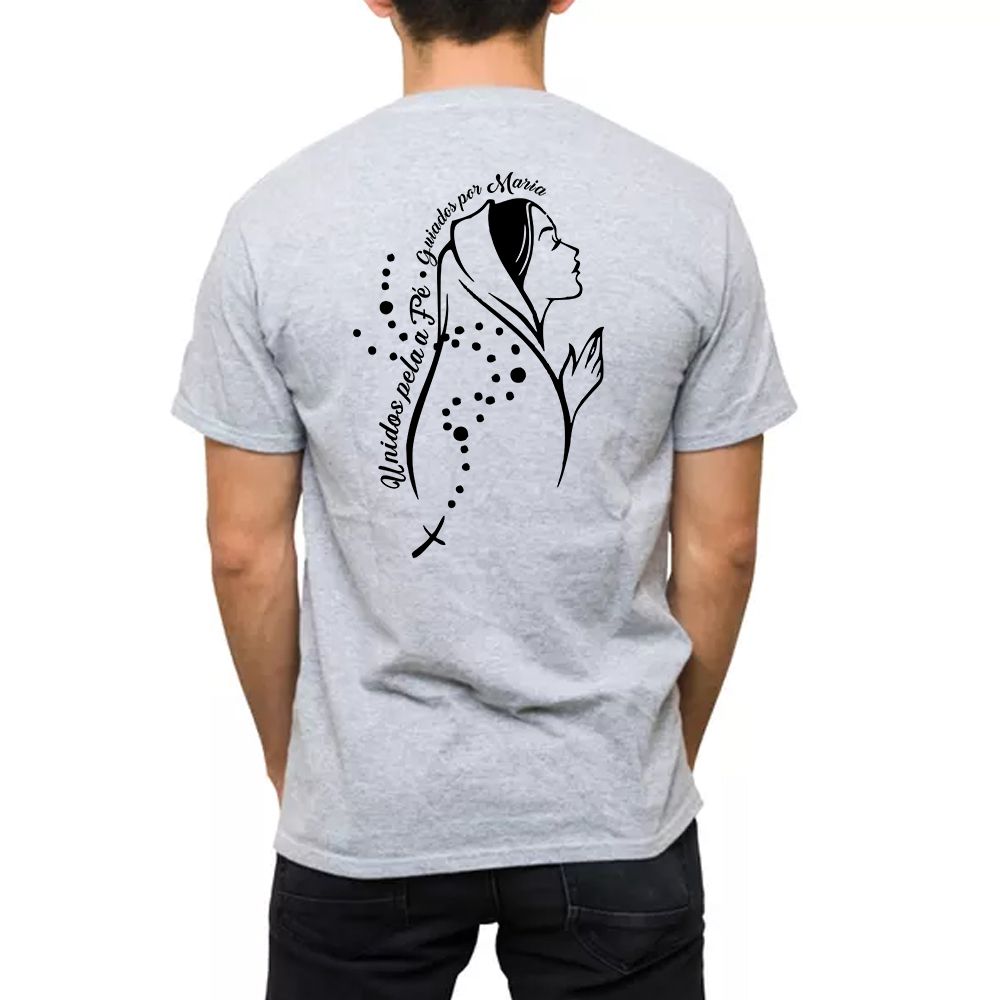 Guiados Por Maria - Camiseta Cinza - CAMISETAS DA FÉ