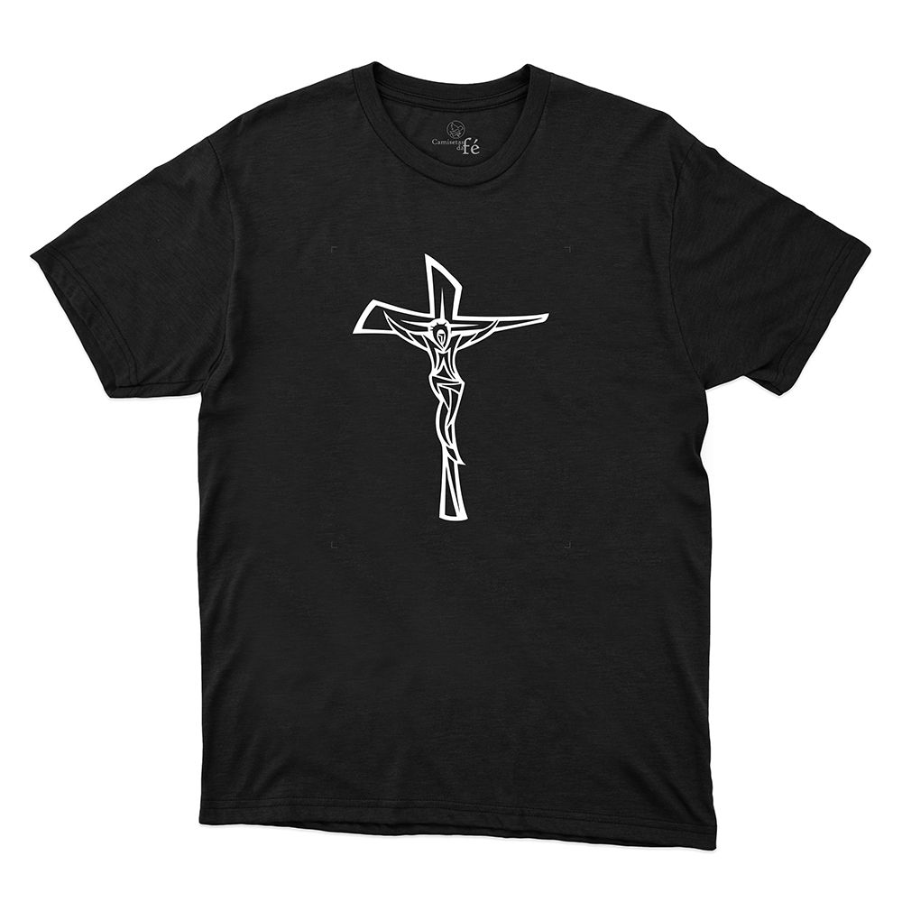 Camiseta Preta - Crucifixo - CAMISETAS DA FÉ