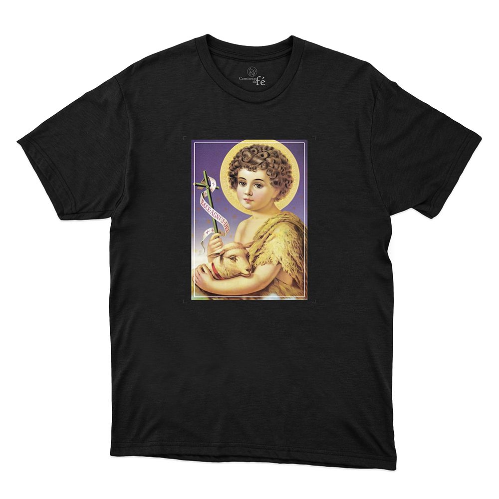 Camiseta Preta - São João Batista. - CAMISETAS DA FÉ