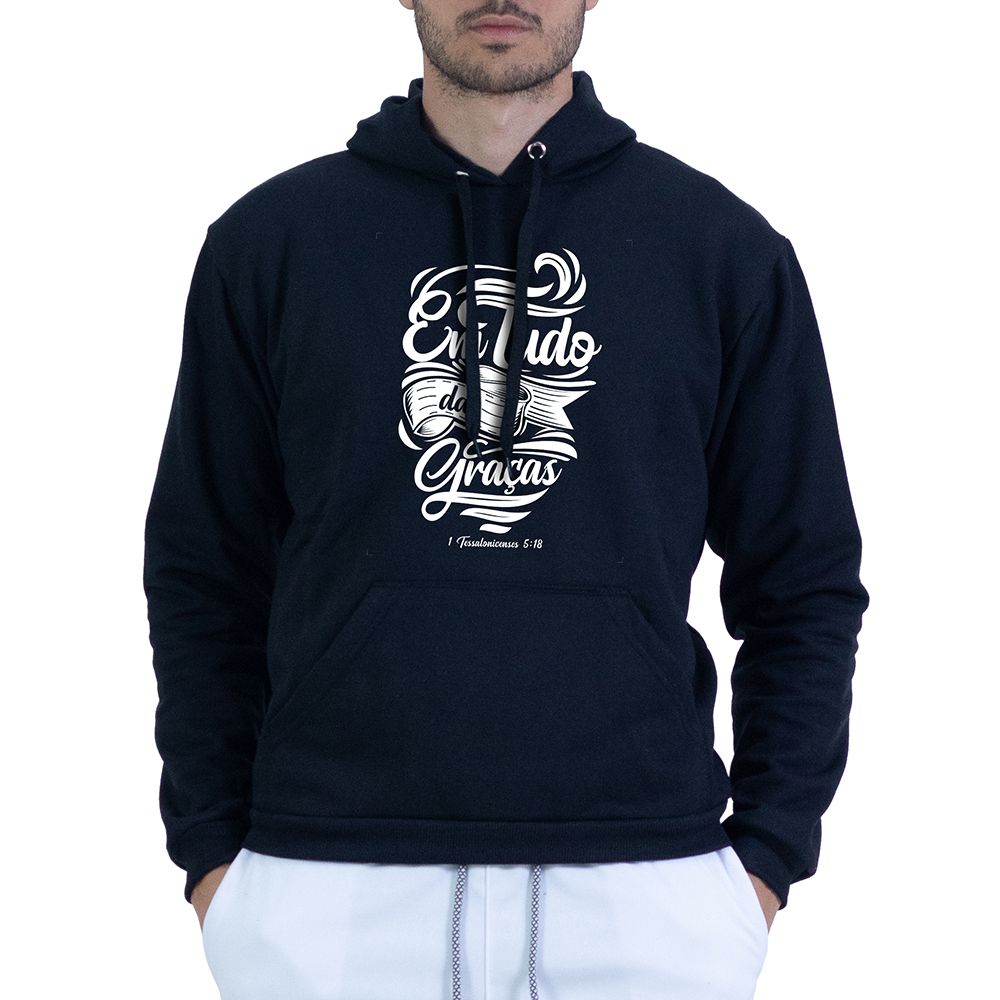 Moletom Preto Unissex - Texto Bíblico. - CAMISETAS DA FÉ