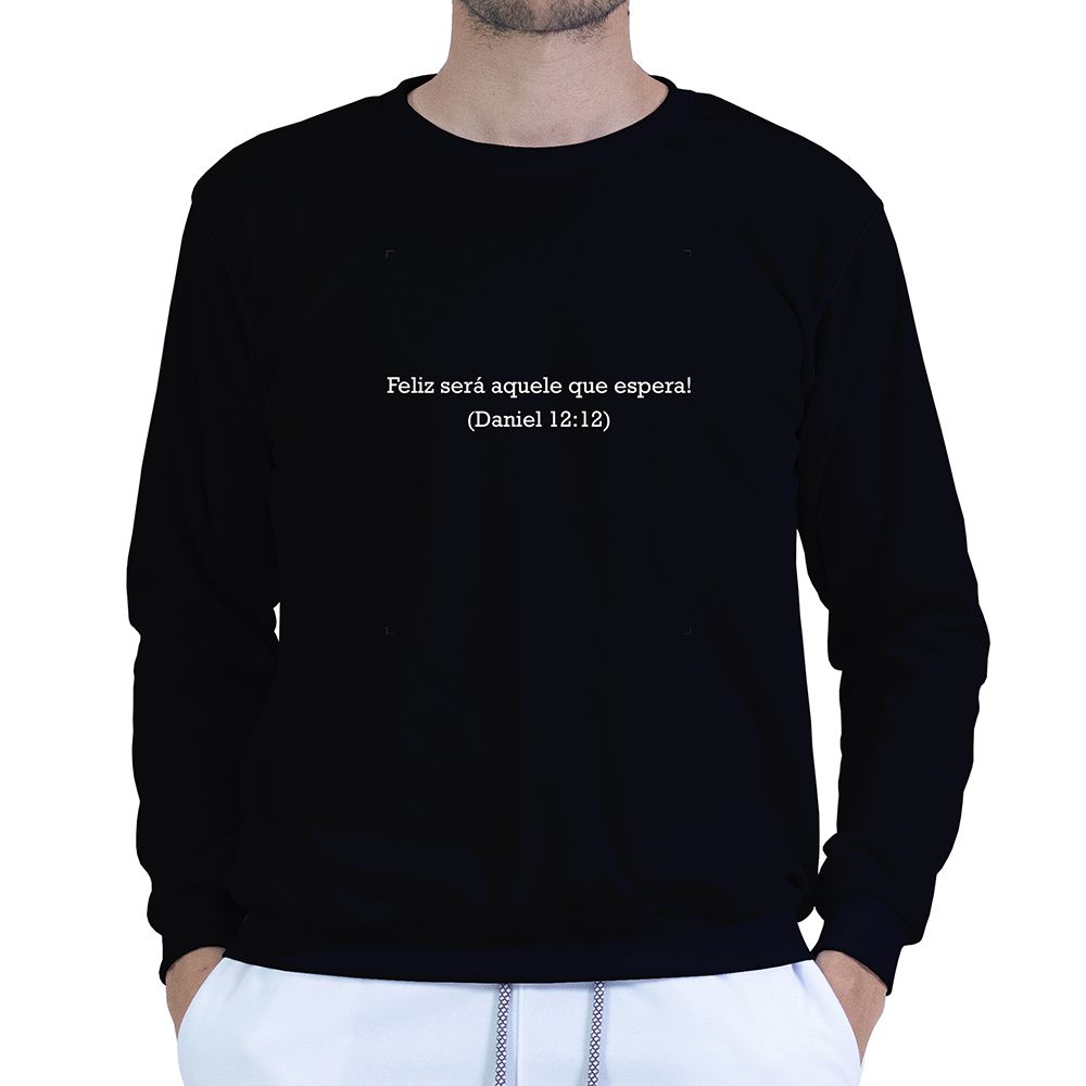 Moletom Gola Careca Preto Unissex - Texto Bíblico. - CAMISETAS DA FÉ