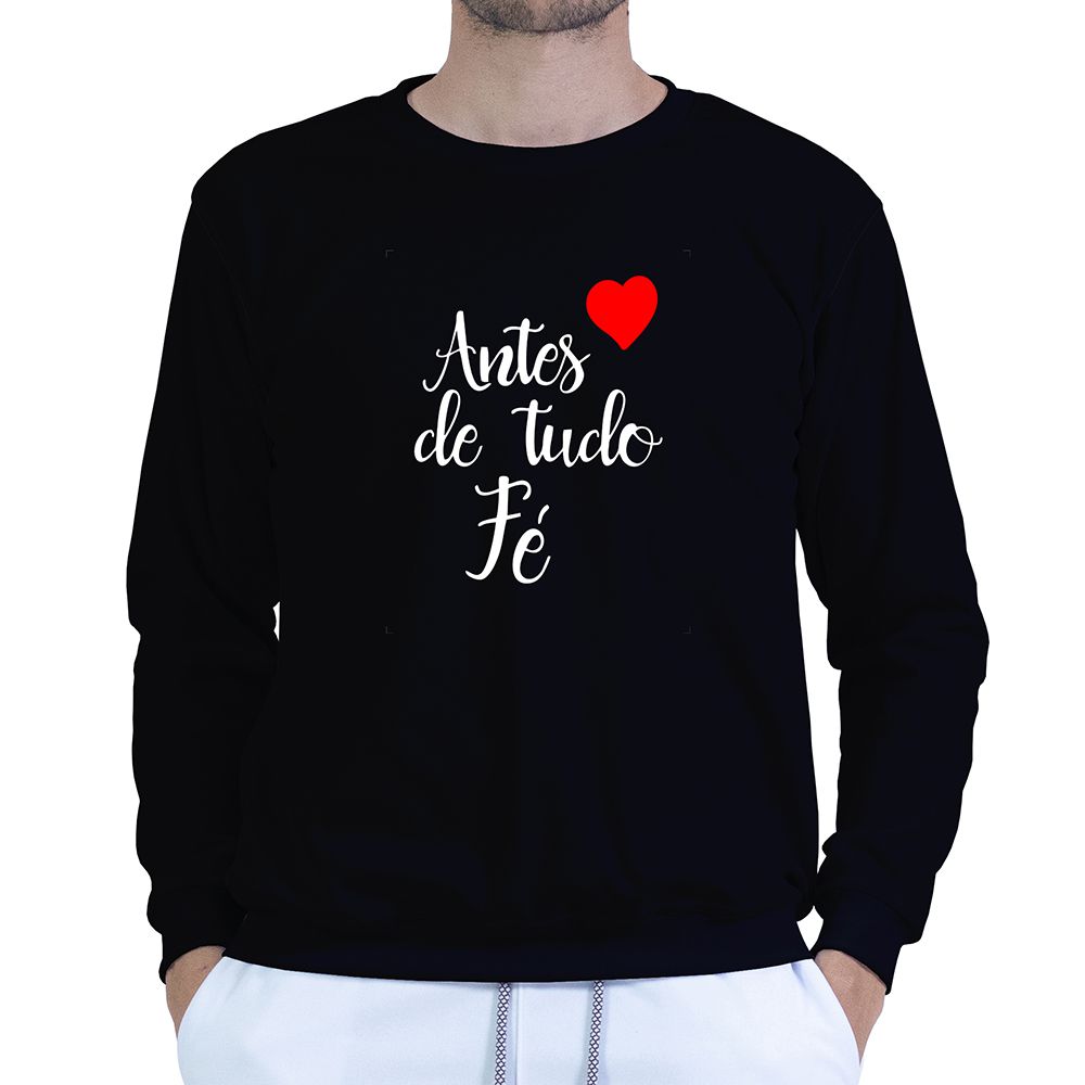 Moletom Gola Careca Preto Unissex - Texto Bíblico. - CAMISETAS DA FÉ