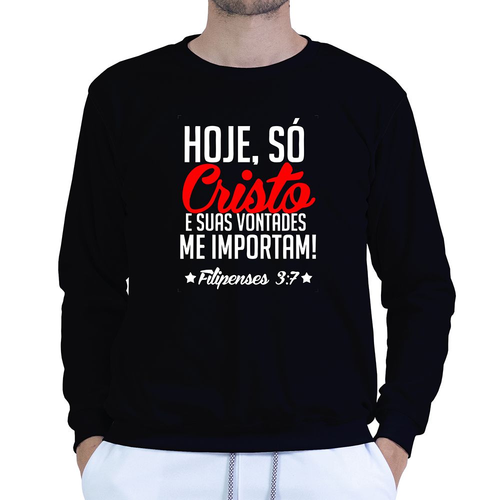 Moletom Gola Careca Preto Unissex - Texto Bíblico. - CAMISETAS DA FÉ