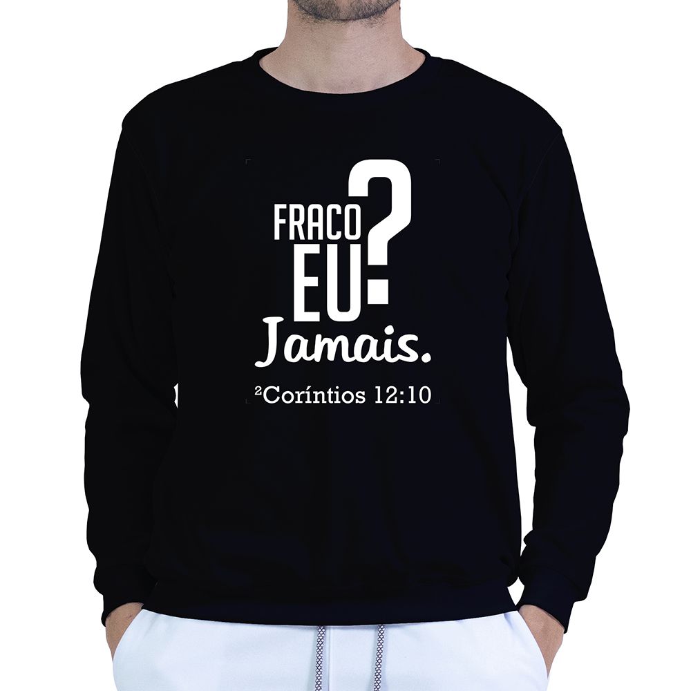 Moletom Gola Careca Preto Unissex - Texto Bíblico. - CAMISETAS DA FÉ