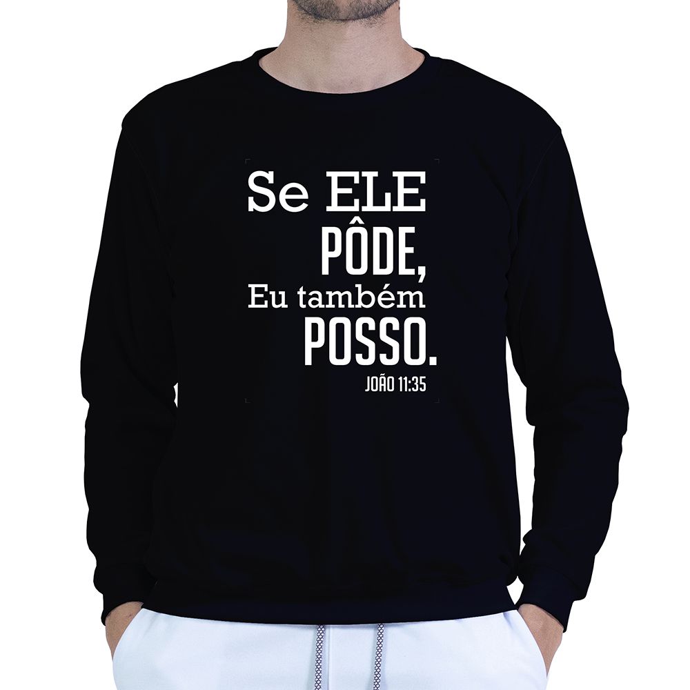 Moletom Gola Careca Preto Unissex - Texto Bíblico. - CAMISETAS DA FÉ