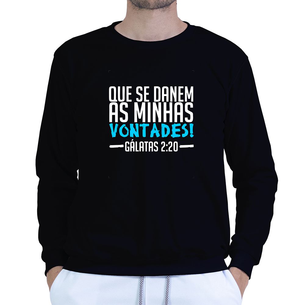 Moletom Gola Careca Preto Unissex - Texto Bíblico. - CAMISETAS DA FÉ