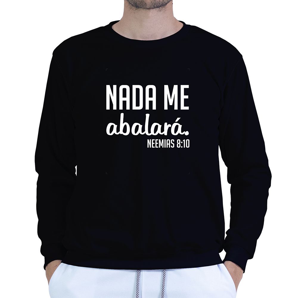 Moletom Gola Careca Preto Unissex - Texto Bíblico. - CAMISETAS DA FÉ