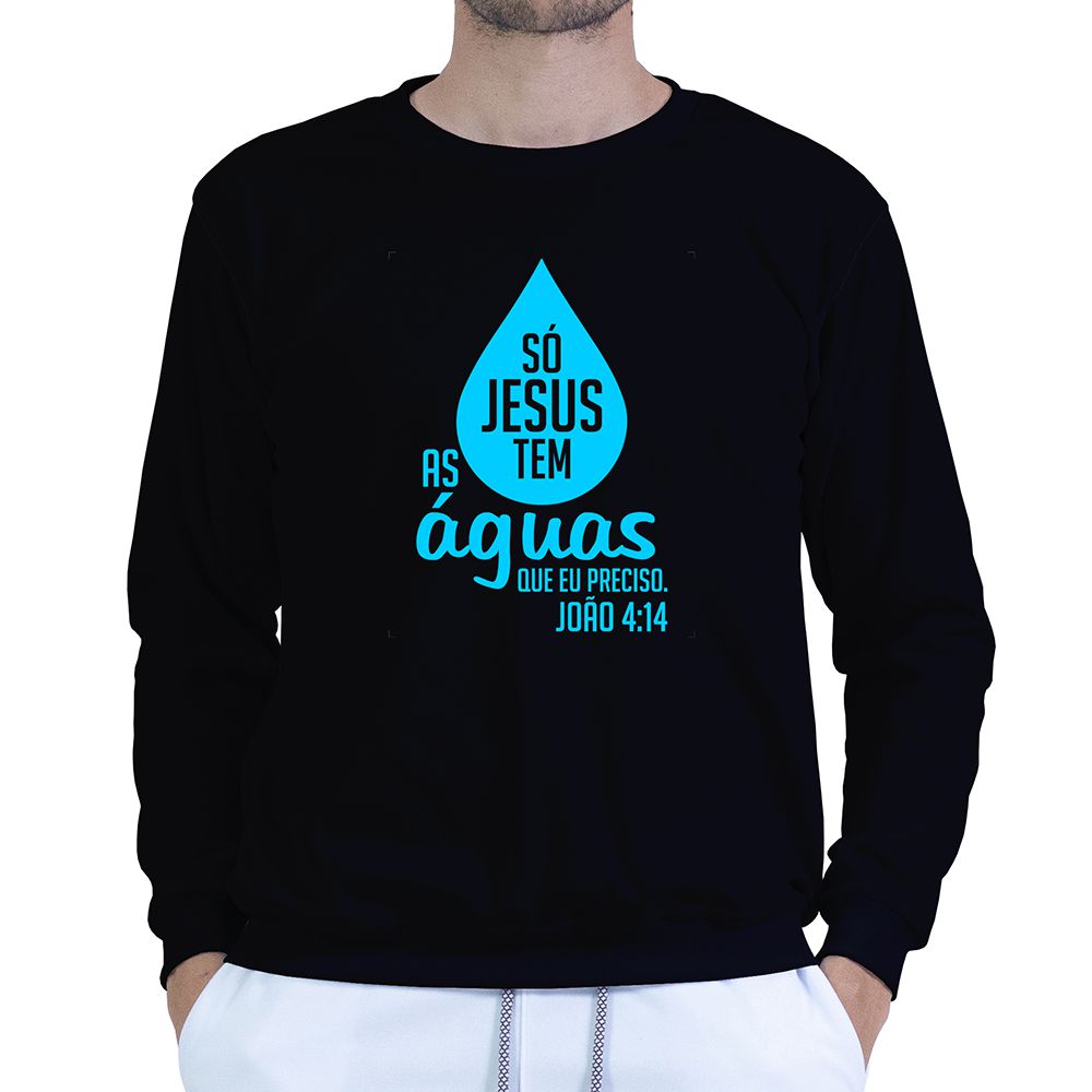 Moletom Gola Careca Preto Unissex - Texto Bíblico. - CAMISETAS DA FÉ