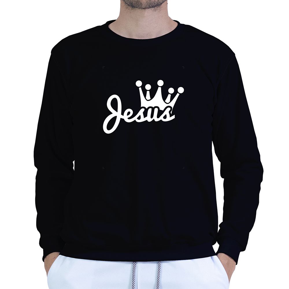 Moletom Gola Careca Preto Unissex - Texto Bíblico. - CAMISETAS DA FÉ