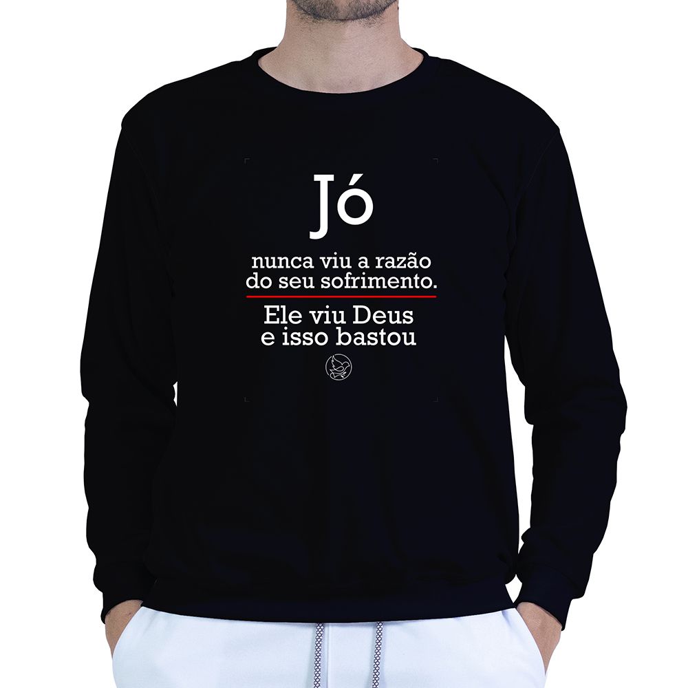 Moletom Gola Careca Preto Unissex - Texto Bíblico. - CAMISETAS DA FÉ