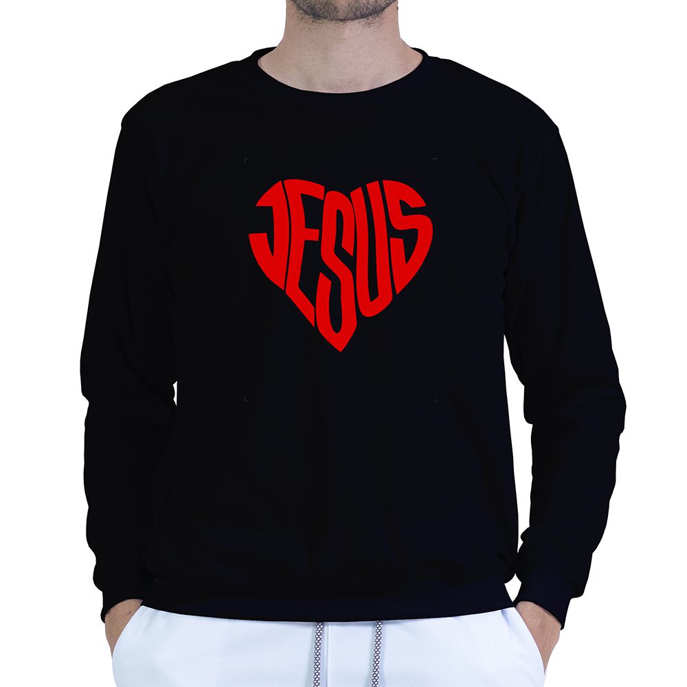Moletom Gola Careca Preto Unissex - Texto Bíblico. - CAMISETAS DA FÉ