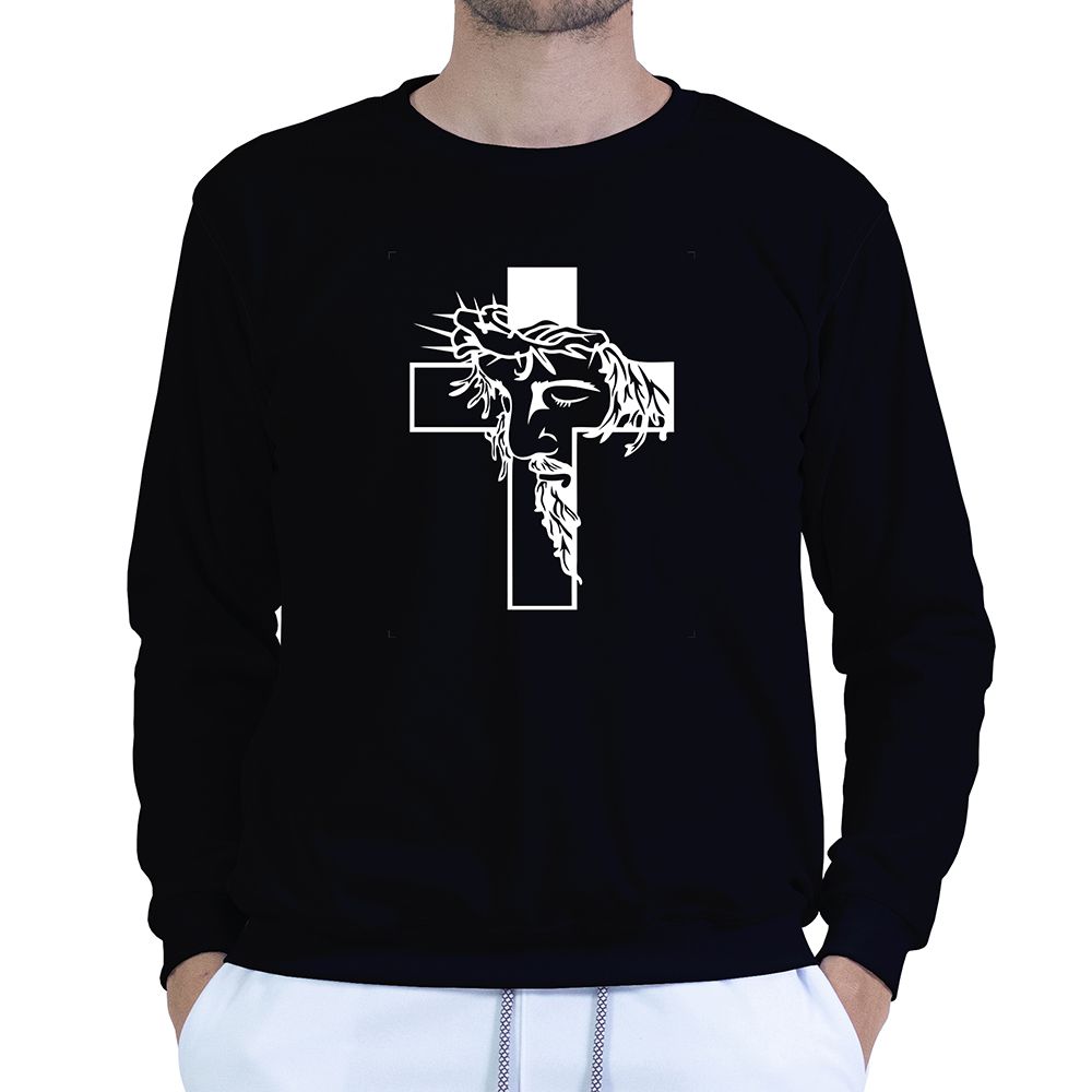 Moletom Gola Careca Preto Unissex - Texto Bíblico. - CAMISETAS DA FÉ