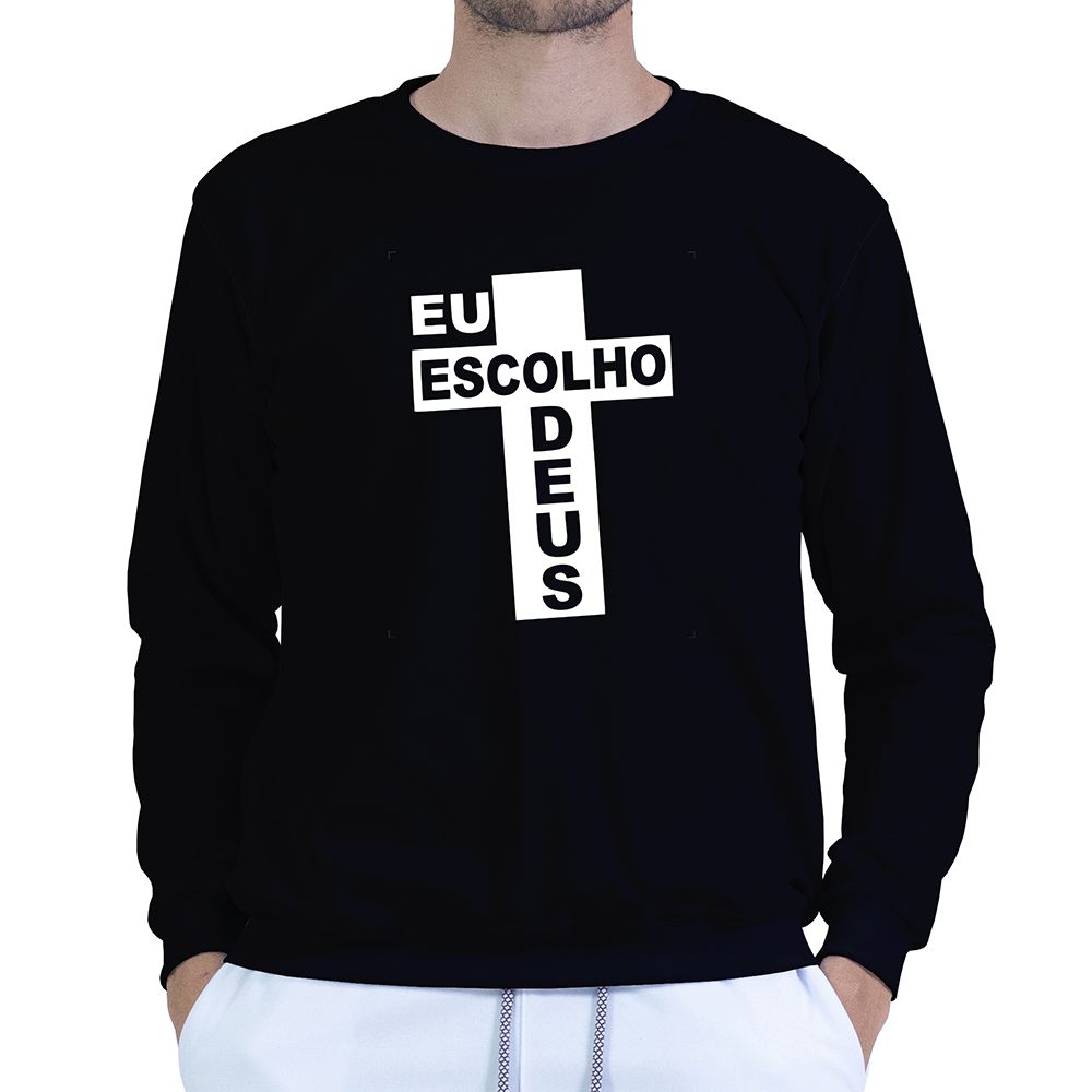 Moletom Gola Careca Preto Unissex - Texto Bíblico. - CAMISETAS DA FÉ
