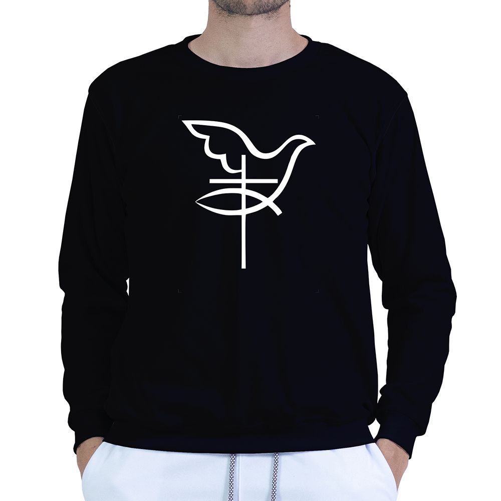 Moletom Gola Careca Preto Unissex - Texto Bíblico. - CAMISETAS DA FÉ