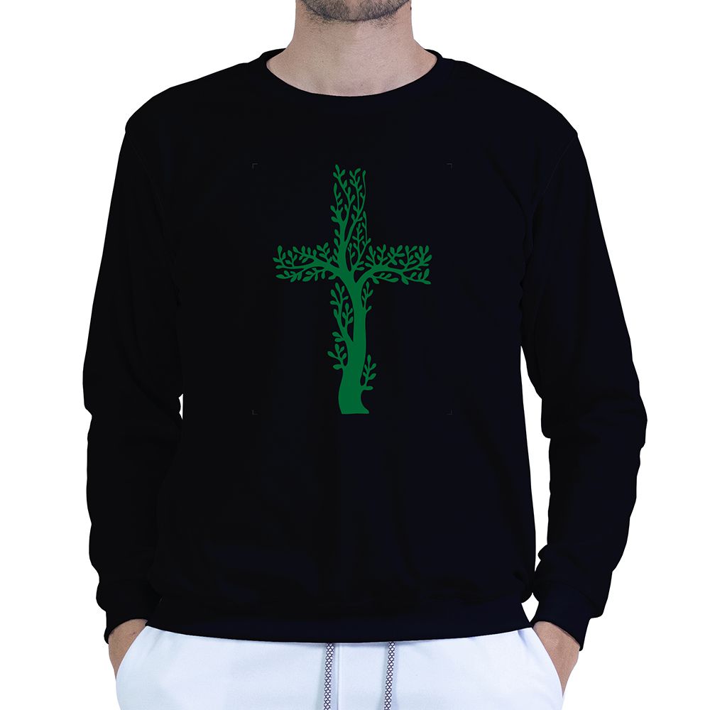 Moletom Gola Careca Preto Unissex - Texto Bíblico. - CAMISETAS DA FÉ