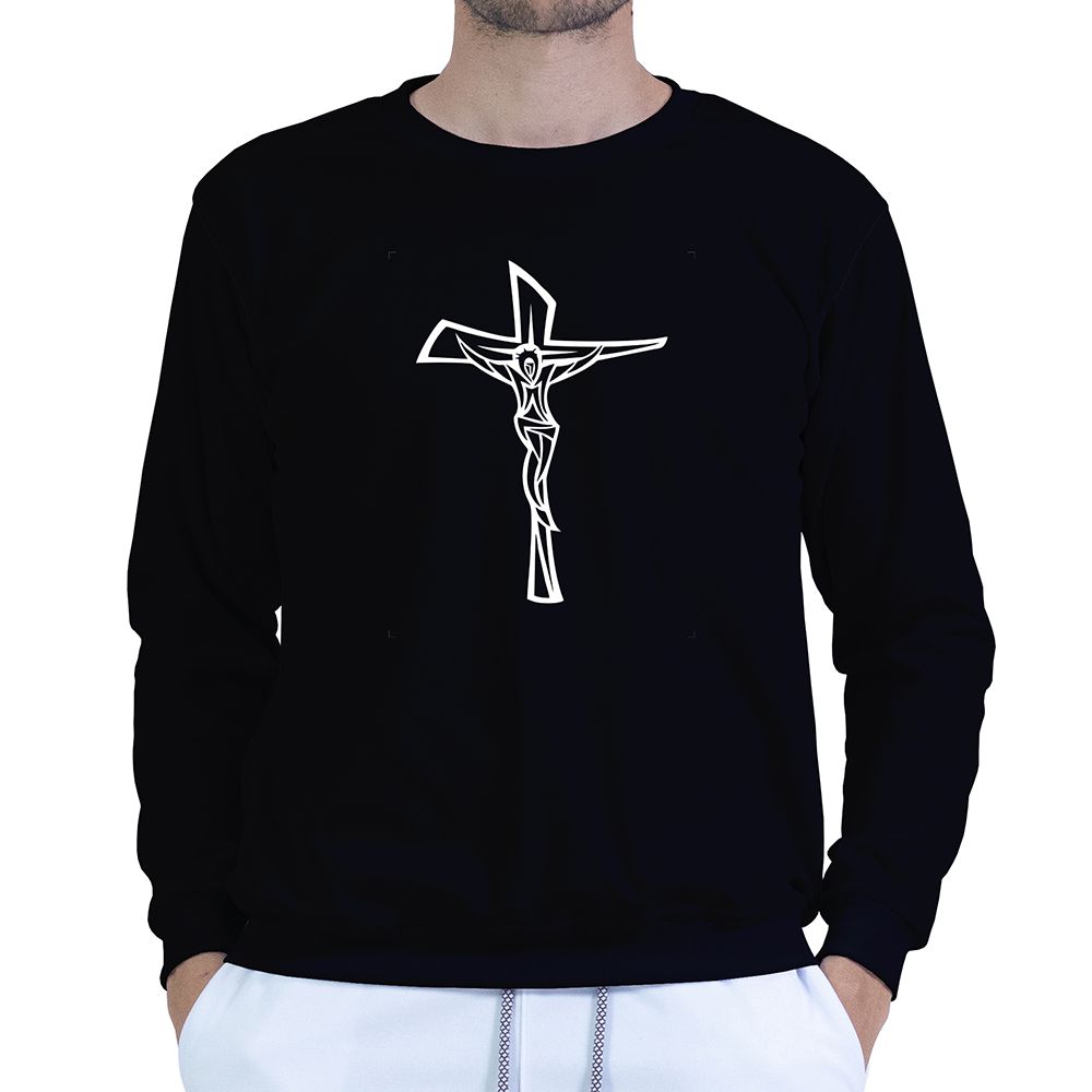 Moletom Gola Careca Preto Unissex - Texto Bíblico. - CAMISETAS DA FÉ