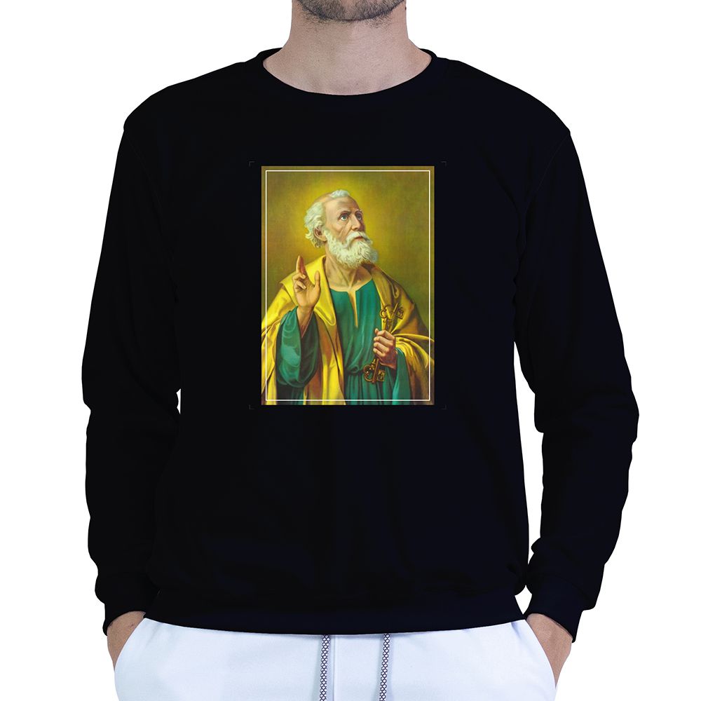 Moletom Gola Careca Preto Unissex - Texto Bíblico. - CAMISETAS DA FÉ
