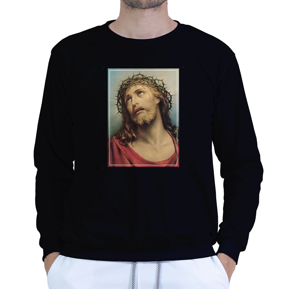 Moletom Gola Careca Preto Unissex - Texto Bíblico. - CAMISETAS DA FÉ