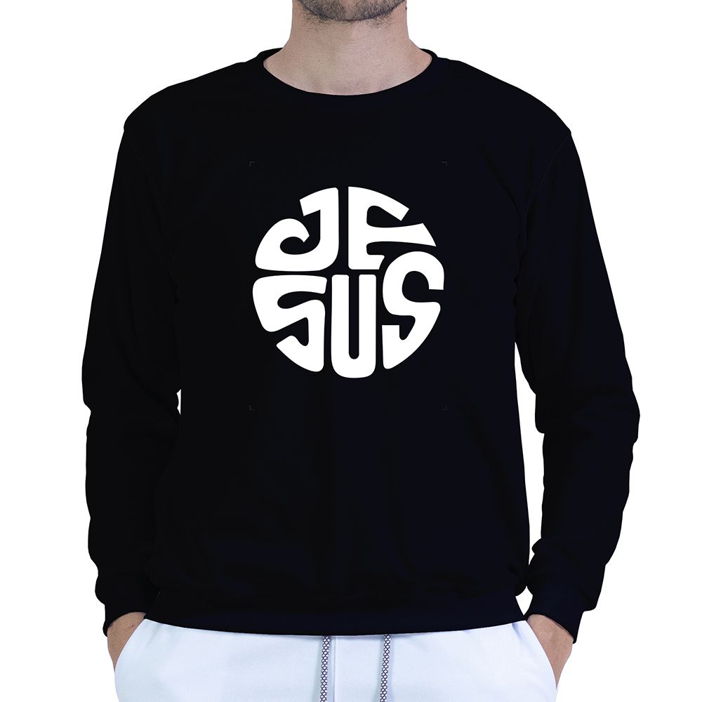 Moletom Gola Careca Preto Unissex - Texto Bíblico. - CAMISETAS DA FÉ