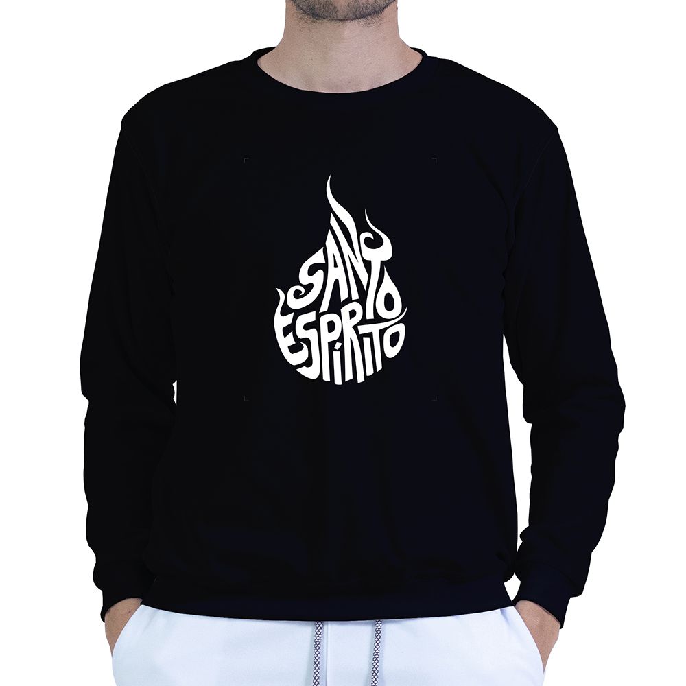 Moletom Gola Careca Preto Unissex - Texto Bíblico. - CAMISETAS DA FÉ