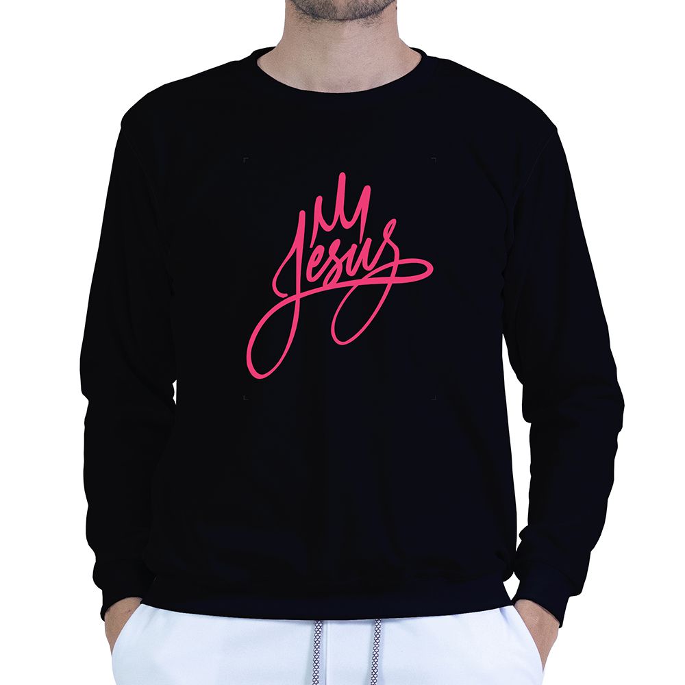 Moletom Gola Careca Preto Unissex - Texto Bíblico. - CAMISETAS DA FÉ