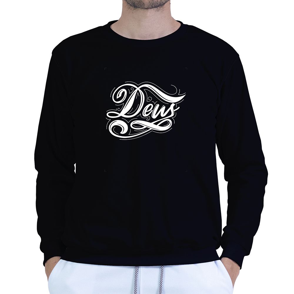 Moletom Gola Careca Preto Unissex - Texto Bíblico. - CAMISETAS DA FÉ