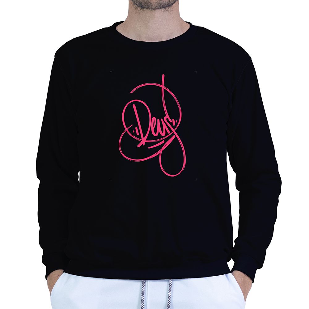 Moletom Gola Careca Preto Unissex - Texto Bíblico. - CAMISETAS DA FÉ