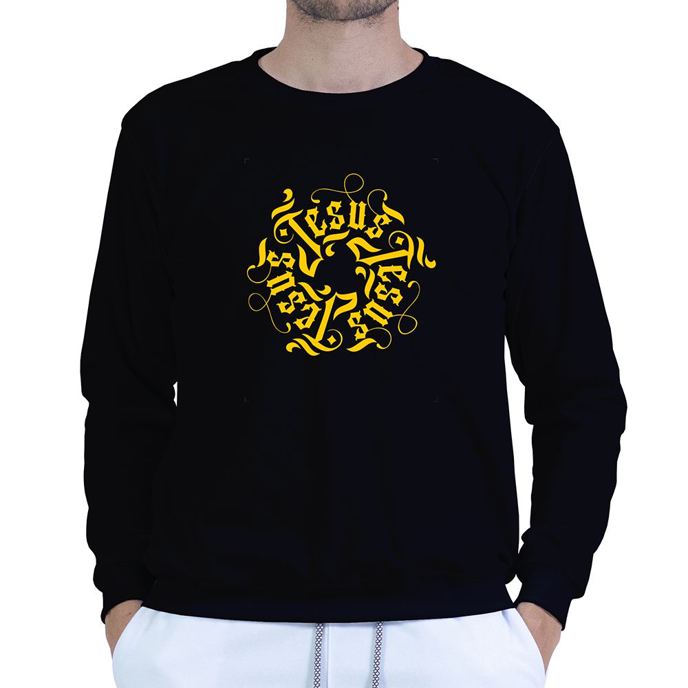 Moletom Gola Careca Preto Unissex - Texto Bíblico. - CAMISETAS DA FÉ