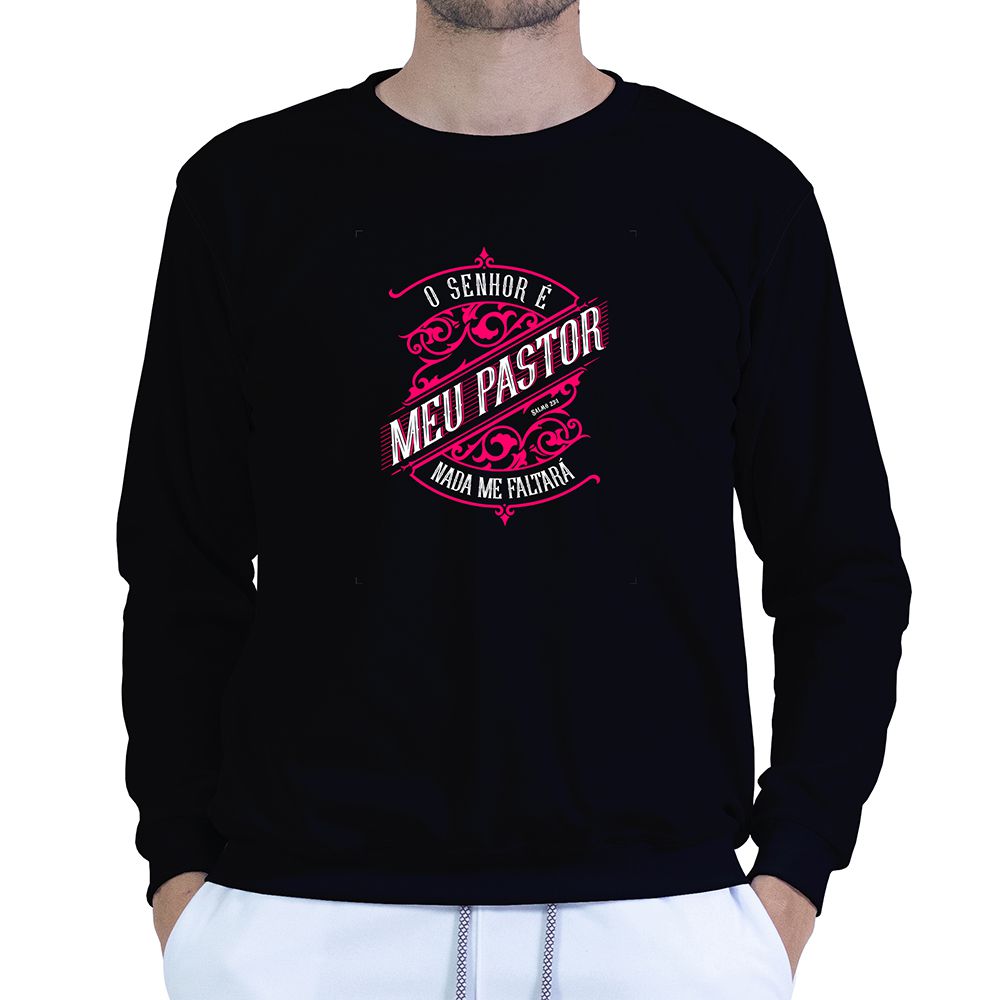 Moletom Gola Careca Preto Unissex - Texto Bíblico. - CAMISETAS DA FÉ