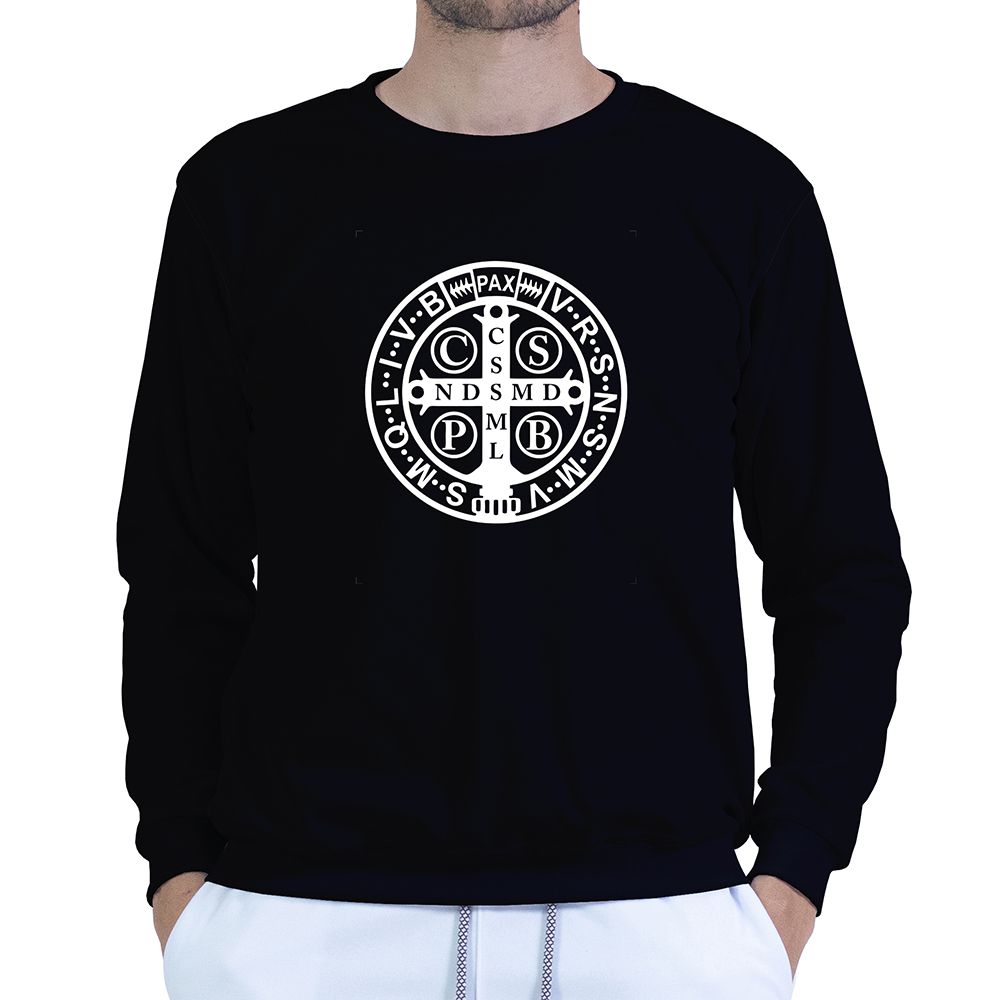 Moletom Gola Careca Preto Unissex - Texto Bíblico. - CAMISETAS DA FÉ