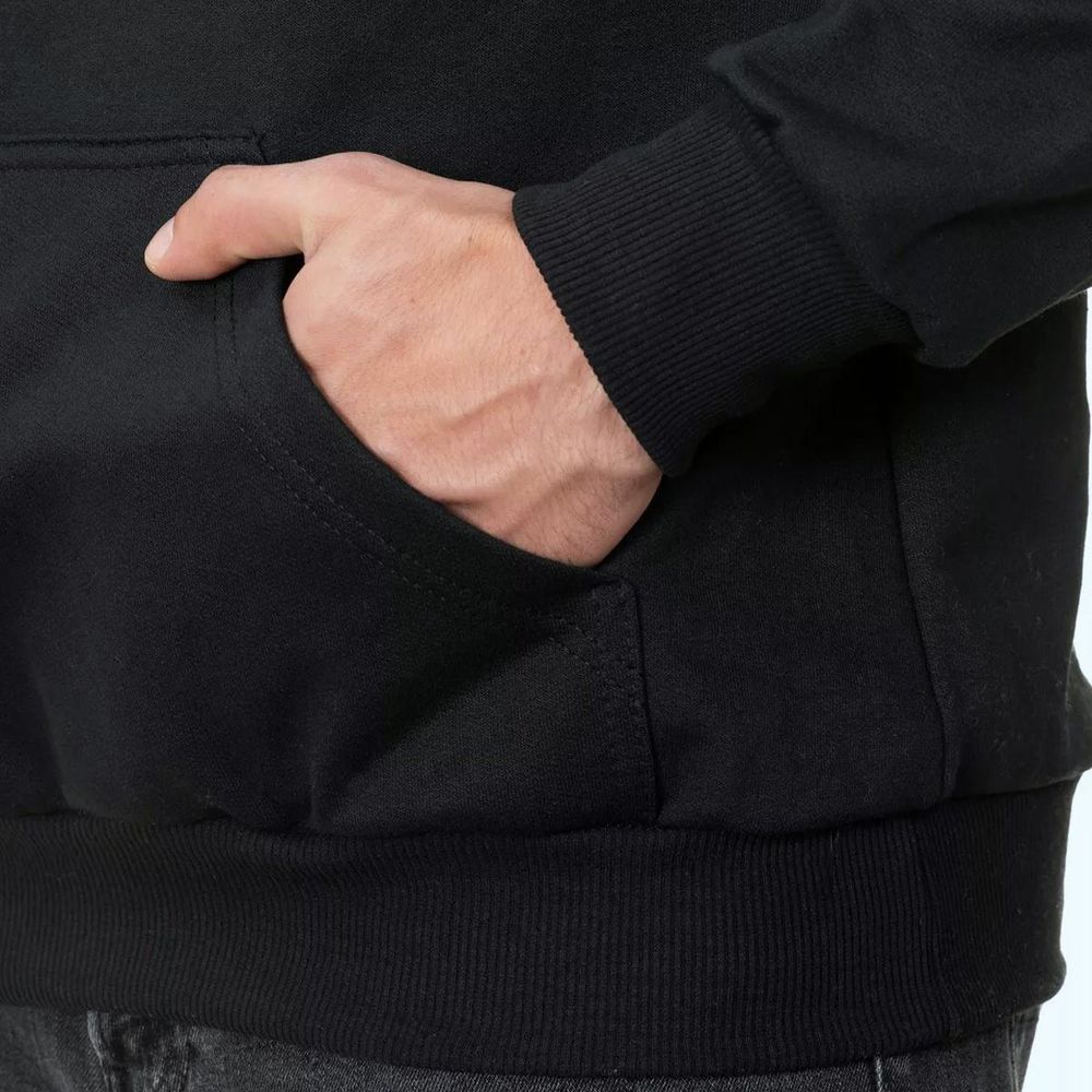 Moletom Liso Canguru Blusa De Frio Com Capuz Flanelado - Preto
