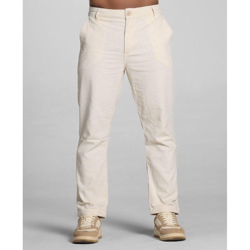 Calça Alfaiataria Linho Masculina Barra Italiana Codi Jeans - Areia