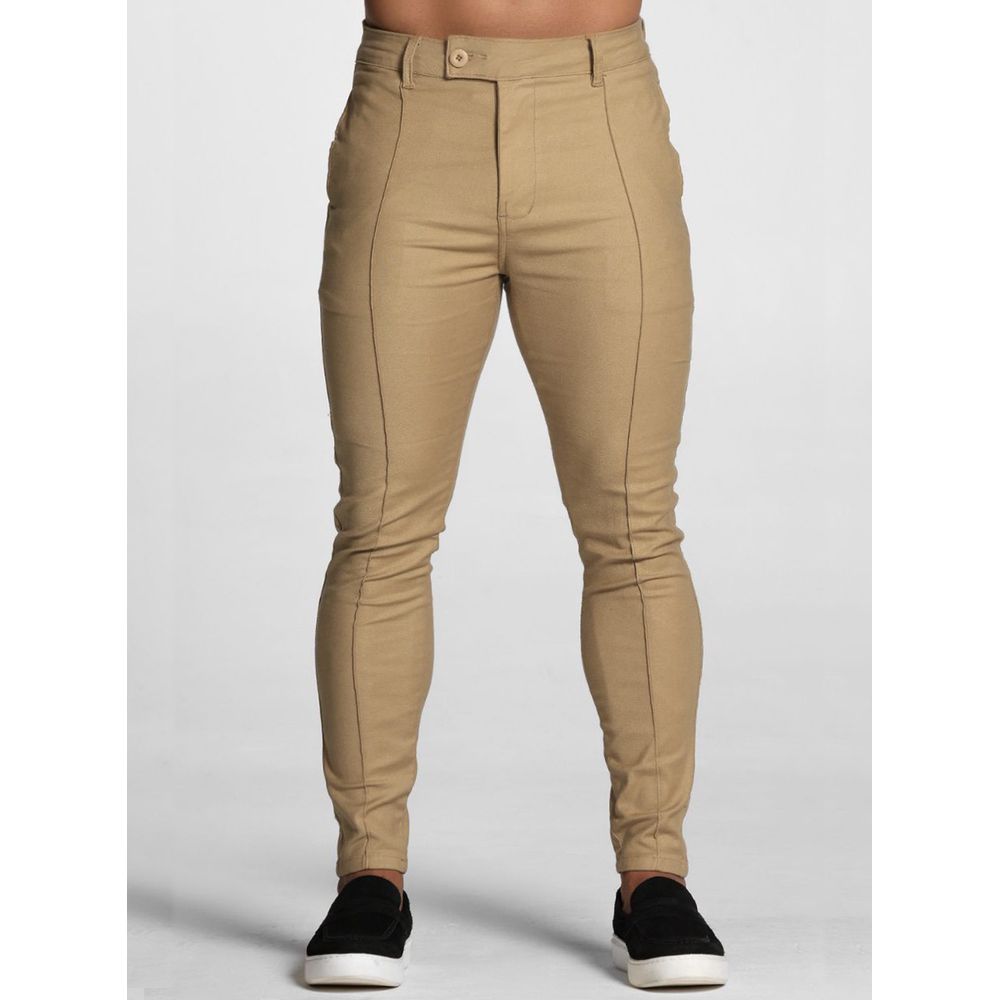 Calça Alfaiataria Italiana Skinny Masculina Codi Jeans Cáqui