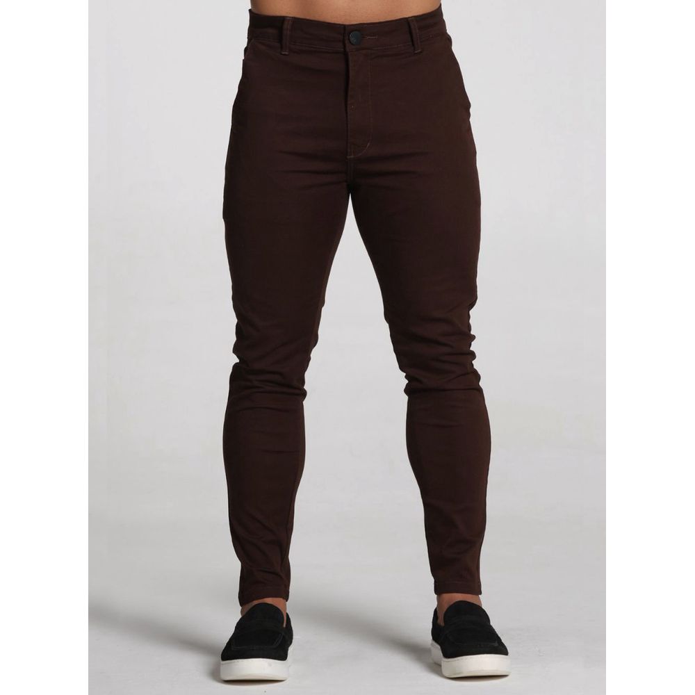 Calça Sarja Alfaiataria Marrom Masculina Skinny Codi Jeans Marrom