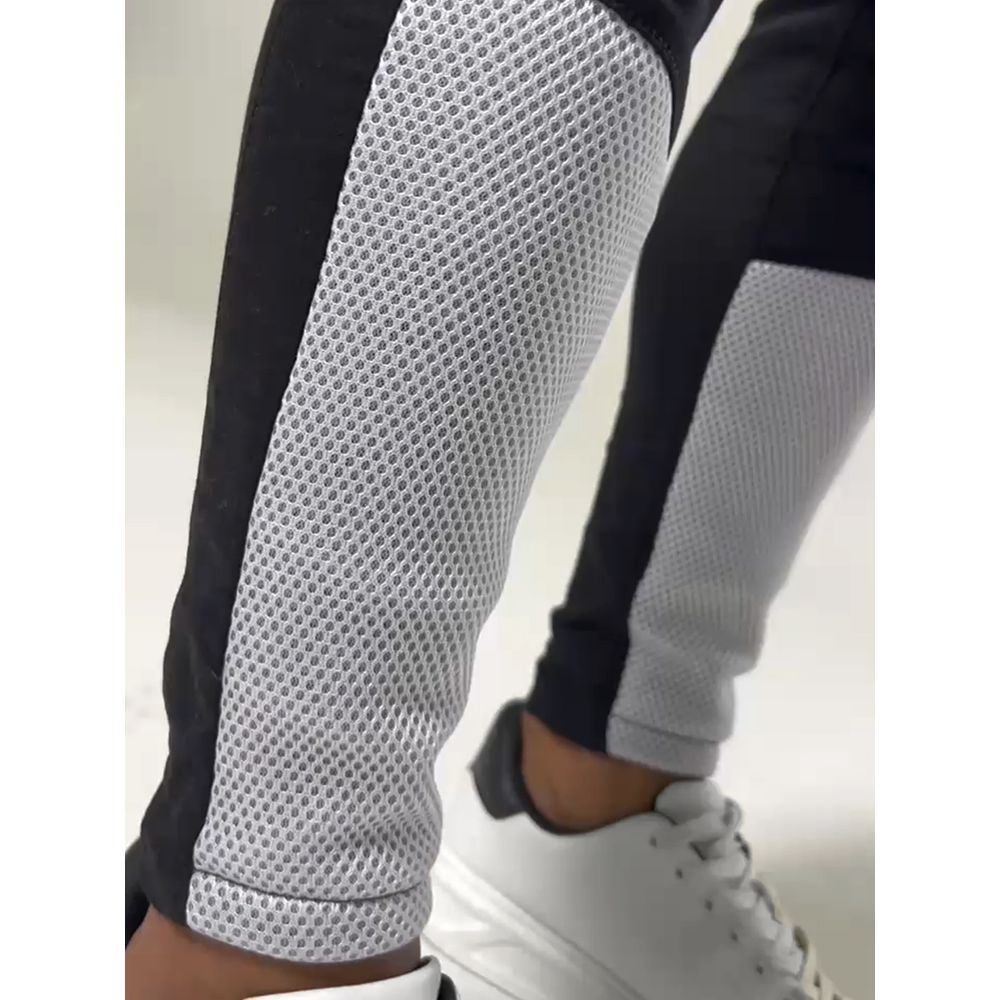 Calça Bicolor Skinny Masculina Recortes Telinha Streetwear Preto